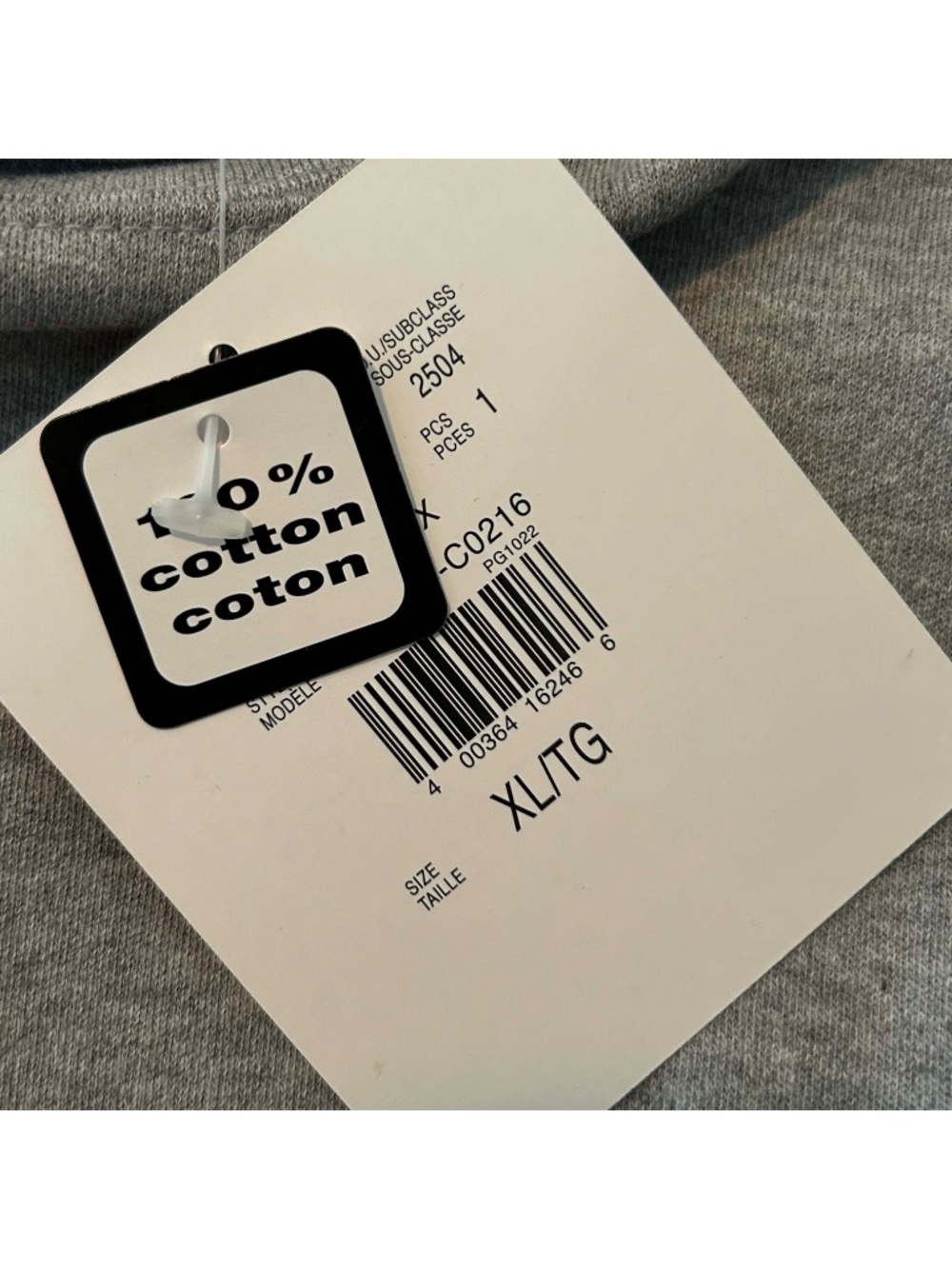 T-SHIRT, MOCK NECK, GREY, SIZE XL, LONG SLEEVES, 100% COTTON, SIDE SLITS, - Picture 3 of 12